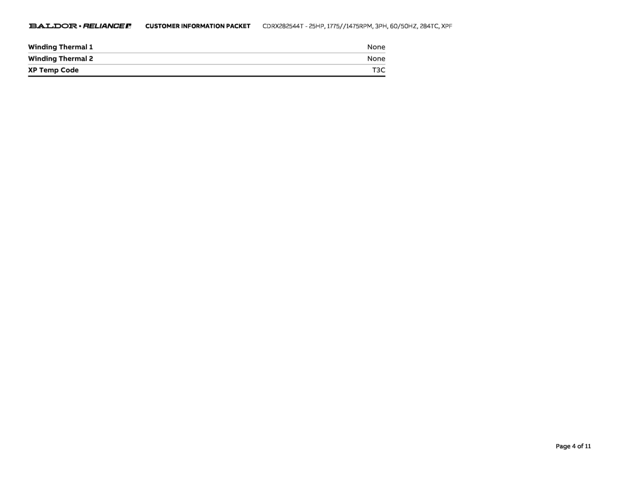 Baldor 25 HP, 1775//1475 RPM, 3 Phase, 60/50 Hz, 284TC, XPF - CDRX282544T - Image 7
