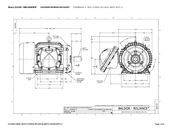 Baldor 25 HP, 1775 RPM, 3 Phase, 60 Hz, 284TC, XPFC, F1 - CDRX282544T-5 (575 VAC Only) - Image 10