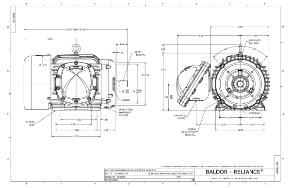 Baldor 30 HP, 3520 RPM, 3 Phase, 60 Hz, 286TSC, XPFC, F1 - CDRX28324T-5 (575 VAC Only) - Image 2