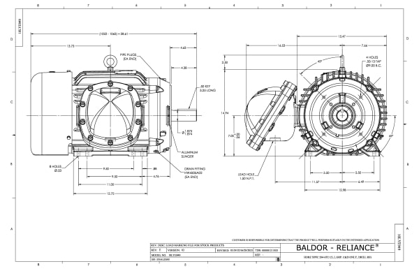 Baldor 30 HP, 1770 RPM, 3 Phase, 60 Hz, 286TC, XPFC, F1 - CDRX28344T-5 (575 VAC Only) - Image 2