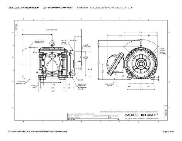 Baldor 40 HP, 3540//2950 RPM, 3 Phase, 60/50 Hz, 324TSC, XP - CDRX32424T - Image 13