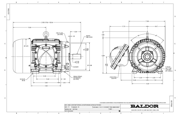 Baldor 40 HP, 1775//1480 RPM, 3 Phase, 60/50 Hz, 324TC, XPF - CDRX32444T - Image 2