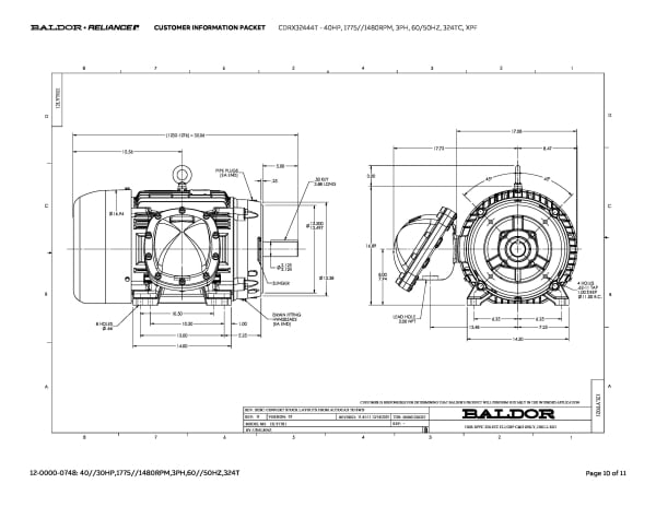 Baldor 40 HP, 1775//1480 RPM, 3 Phase, 60/50 Hz, 324TC, XPF - CDRX32444T - Image 13