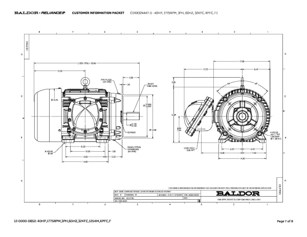 Baldor 40 HP, 1775 RPM, 3 Phase, 60 Hz, 324TC, XPFC, F1 - CDRX32444T-5 (575 VAC Only) - Image 10