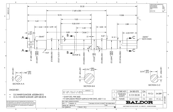 Baldor 40 HP, 1190 RPM, 3 Phase, 60 Hz, 364TC, TEFC, F1 - CDRX36464T - Image 2