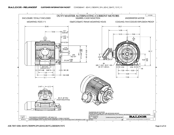 Baldor 60 HP, 1780 RPM, 3 Phase, 60 Hz, 364TC, TEFC, F1 - CDRX36644T - Image 14
