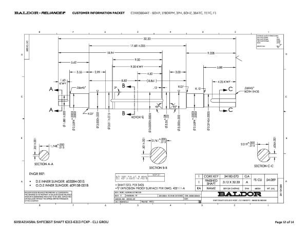 Baldor 60 HP, 1780 RPM, 3 Phase, 60 Hz, 364TC, TEFC, F1 - CDRX36644T - Image 15