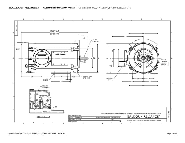 Baldor 0.333 HP, 1725 RPM, 1 Phase, 60 Hz, 56C, XPFC, F1 - CDRXL050344 - Image 10