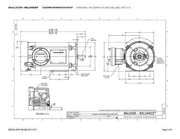 Baldor 1 HP, 1725 RPM, 1 Phase, 60 Hz, 56C, XPFC, F1 - CDRXL05144 - Image 10
