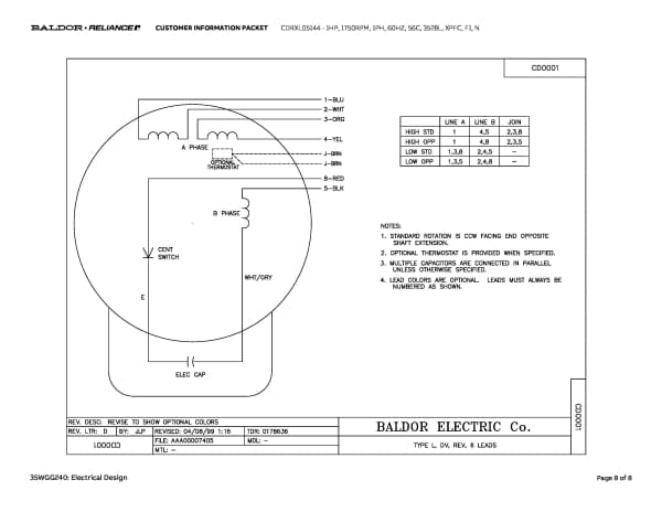 Baldor 1 HP, 1725 RPM, 1 Phase, 60 Hz, 56C, XPFC, F1 - CDRXL05144 - Image 11