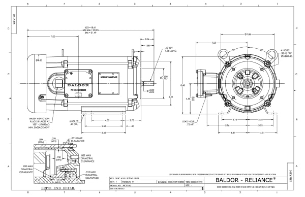 Baldor .75 HP, 1750 RPM, DC, 182CZ, X3623D, XPFC, F1 - CDX1875 - Image 2