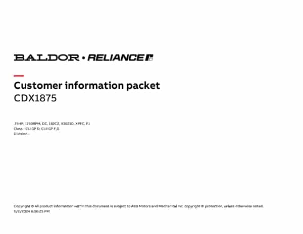 Baldor .75 HP, 1750 RPM, DC, 182CZ, X3623D, XPFC, F1 - CDX1875 - Image 4