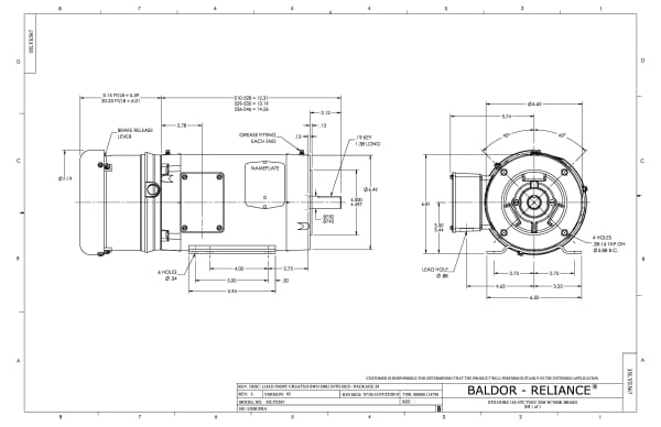 Baldor 1.5 HP, 1770 RPM, 3 Phase, 60 Hz, 145TC, 3524M, TEFC - CEBM3554T - Image 2