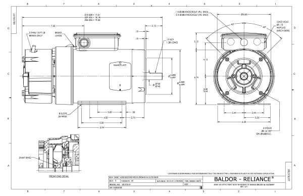 Baldor 2 HP, 1750 RPM, 3 Phase, 60 Hz, 145TYC, 3528M, TEFC, F - CEBM3558T-D - Image 2
