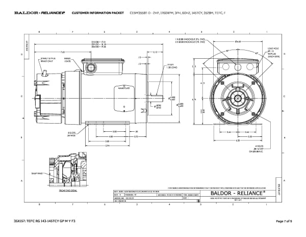 Baldor 2 HP, 1750 RPM, 3 Phase, 60 Hz, 145TYC, 3528M, TEFC, F - CEBM3558T-D - Image 10