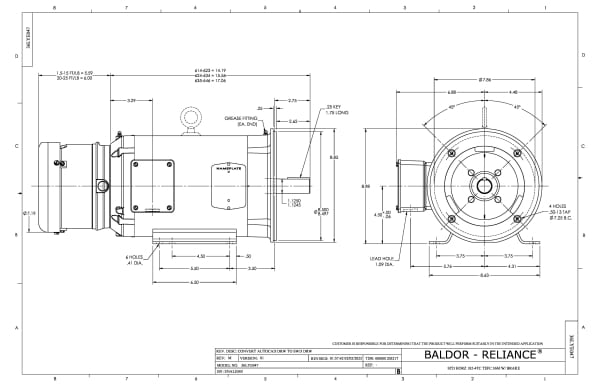 Baldor 3 HP, 1760 RPM, 3 Phase, 60 Hz, 182TC, 3632M, TEFC, F1 - CEBM3611T - Image 2