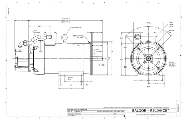 Baldor 3 HP, 1760 RPM, 3 Phase, 60 Hz, 182TC, 3628M, TEFC, F3 - CEBM3611T-D - Image 2