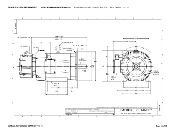 Baldor 5 HP, 1750 RPM, 3 Phase, 60 Hz, 184TC, 3642M, TEFC, F1 - CEBM3615T-D - Image 13