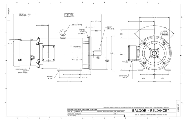 Baldor 5 HP, 1750 RPM, 3 Phase, 60 Hz, 184TC, 3642M, TEFC, F1 - CEBM3615T-DI - Image 2