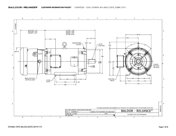Baldor 7.5 HP, 1770 RPM, 3 Phase, 60 Hz, 213TC, 3738M, TEFC - CEBM3710T-D - Image 10