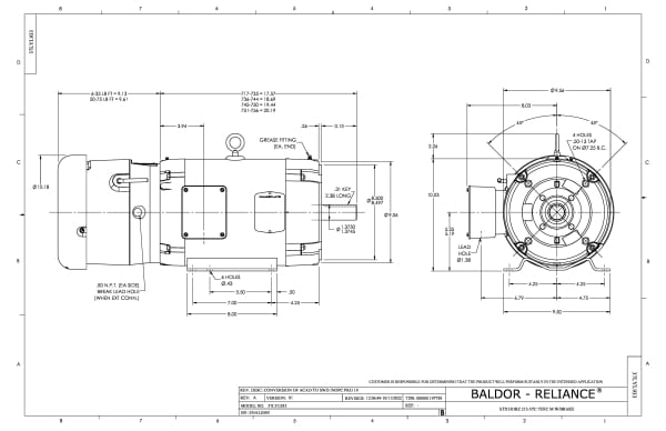 Baldor 10 HP, 1770 RPM, 3 Phase, 60 Hz, 215TC, 3752M, TEFC, F - CEBM3714T - Image 2