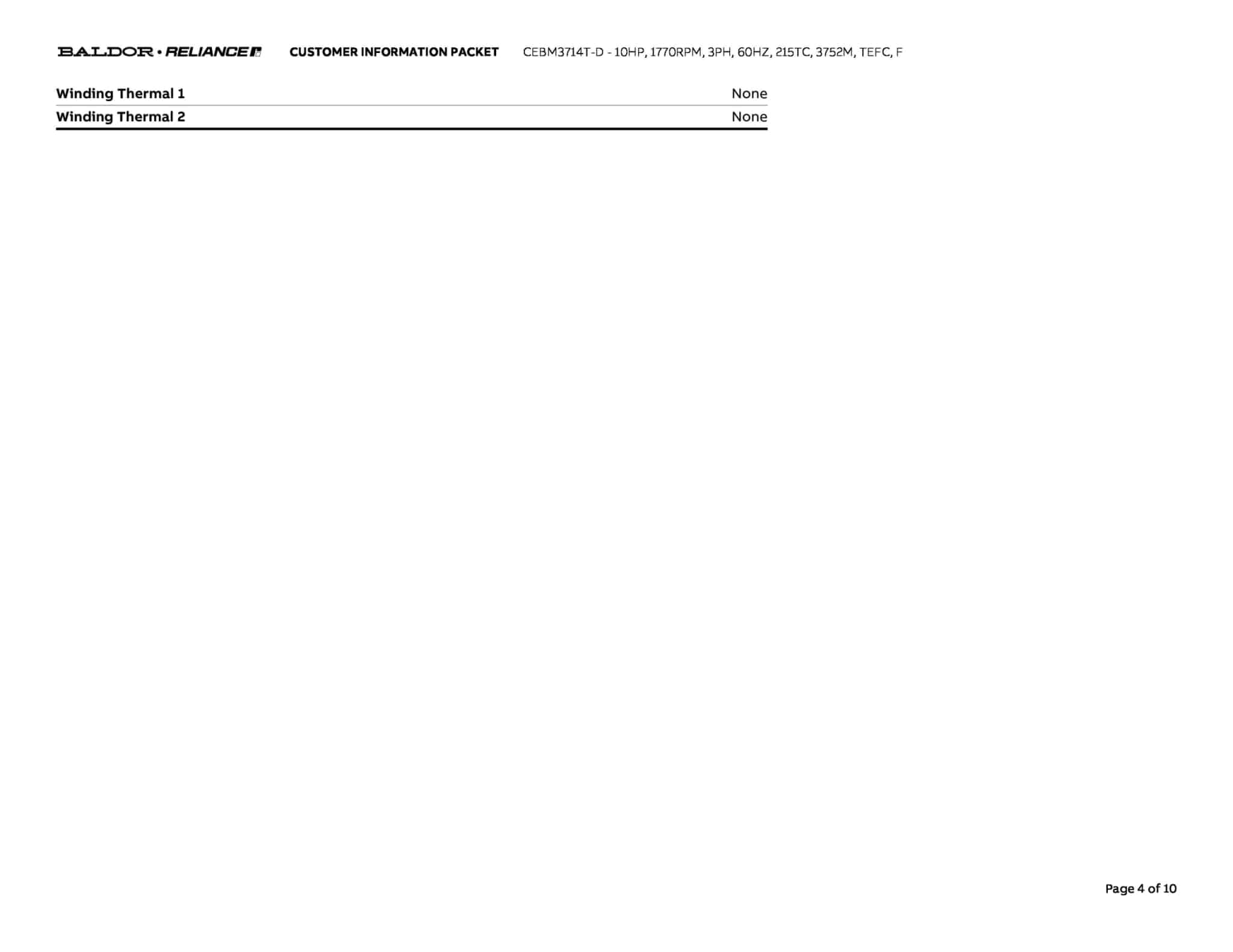 Baldor 10 HP, 1770 RPM, 3 Phase, 60 Hz, 215TC, 3752M, TEFC, F - CEBM3714T-D - Image 7