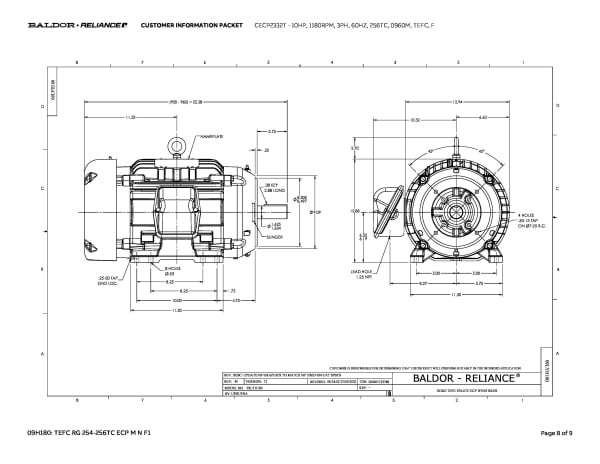 Baldor 15 HP, 1765 RPM, 3 Phase, 60 Hz, 254TC, 0944M, TEFC, F - CECP2333T - Image 11