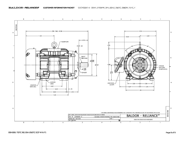 Baldor 20 HP, 1770 RPM, 3 Phase, 60 Hz, 256TC, 0960M, TEFC, F - CECP2334T-4 - Image 11