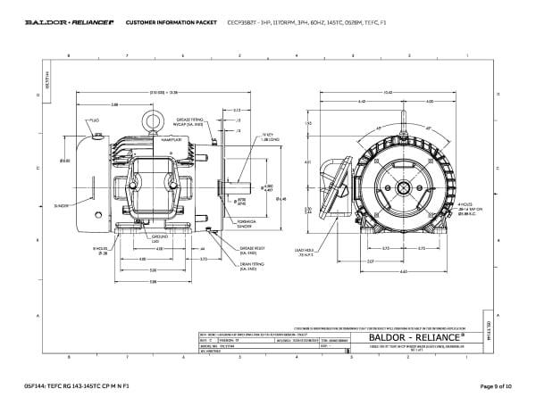 Baldor 1 HP, 1160 RPM, 3 Phase, 60 Hz, 145TC, 0526M, TEFC, F1 - CECP3582T - Image 12