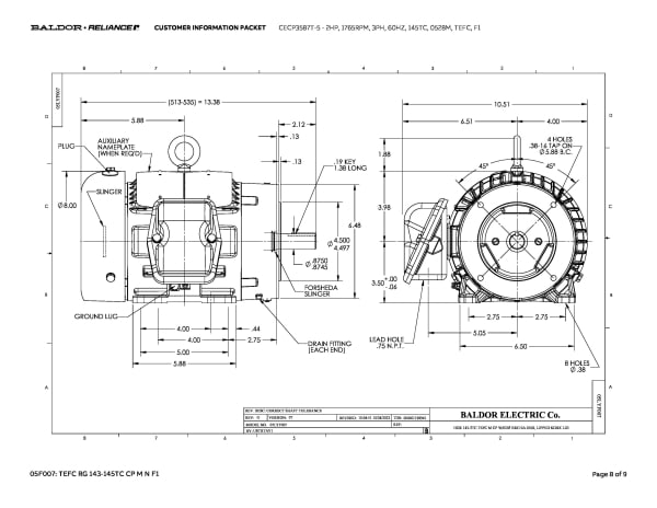 Baldor 2 HP, 1755 RPM, 3 Phase, 60 Hz, 145TC, 0534M, TEFC, F1 - CECP3587T-5 (575 VAC Only) - Image 11