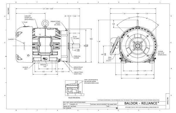 Baldor 5 HP, 1750 RPM, 3 Phase, 60 Hz, 184TC, 0642M, TEFC, F1 - CECP3665T - Image 2