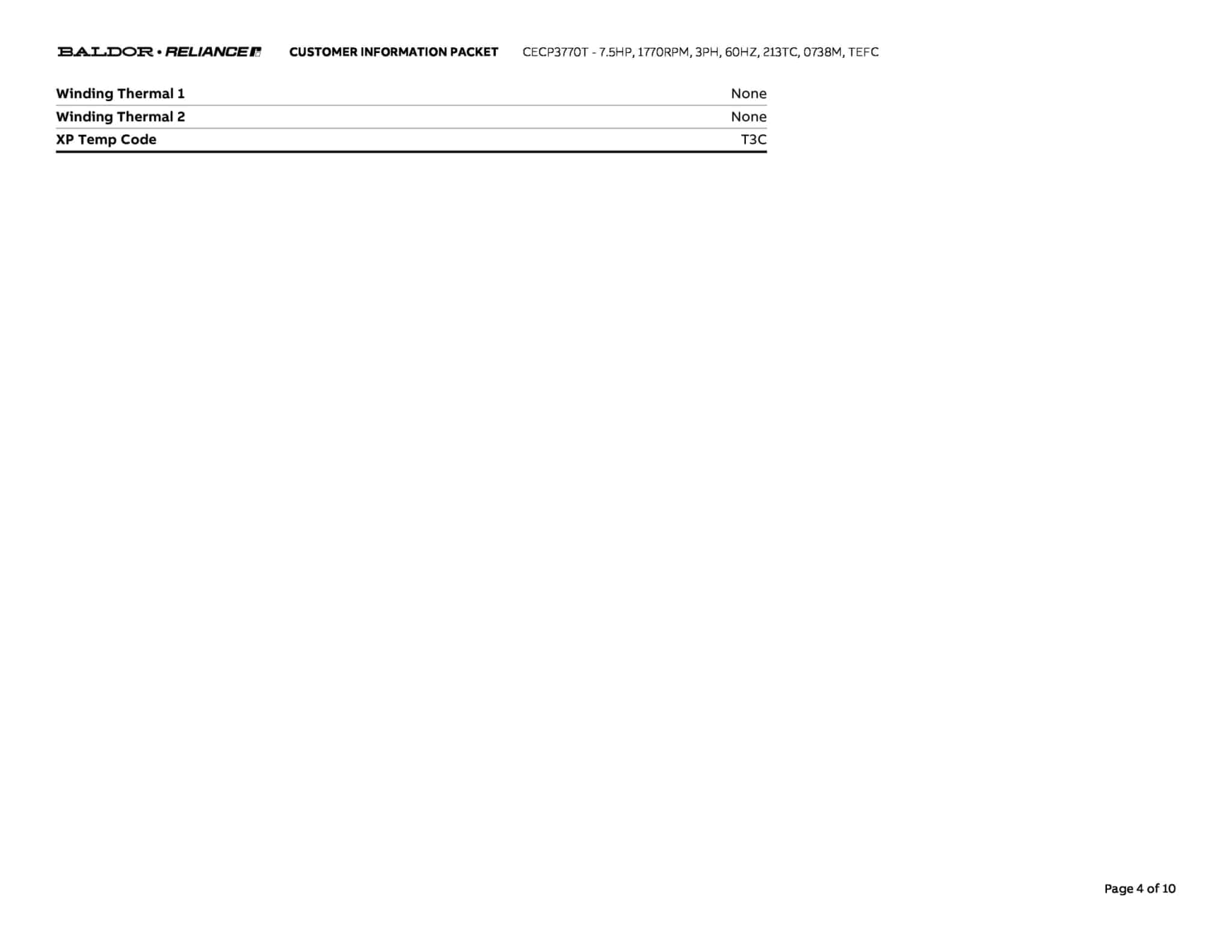 Baldor 7.5 HP, 1770 RPM, 3 Phase, 60 Hz, 213TC, 0738M, TEFC - CECP3770T - Image 7