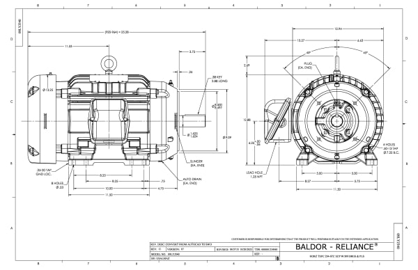 Baldor 20 HP, 3540 RPM, 3 Phase, 60 Hz, 256TC, 0944M, TEFC, F - CECP4106T - Image 2