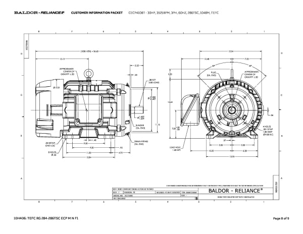 Baldor 30 HP, 3525 RPM, 3 Phase, 60 Hz, 286TSC, 1048M, TEFC - CECP4108T - Image 11