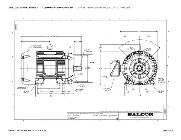 Baldor 40 HP, 3540 RPM, 3 Phase, 60 Hz, 324TSC, 1240M, TEFC - CECP4109T - Image 11
