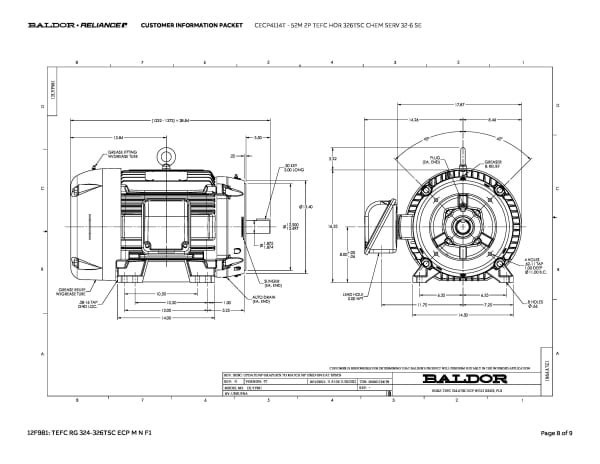 Baldor 52M 2P TEFC HOR 326TSC CHEM SERV 32-6 SE - CECP4114T - Image 11