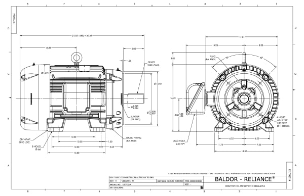 Baldor 50 HP, 1775 RPM, 3 Phase, 60 Hz, 324TC, 1272M, TEFC, F - CECP4115T - Image 2