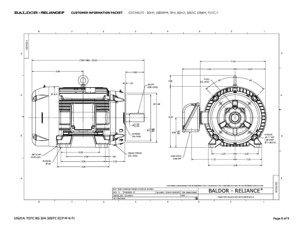 Baldor 30 HP, 1180 RPM, 3 Phase, 60 Hz, 326TC, 1264M, TEFC, F - CECP4117T - Image 11
