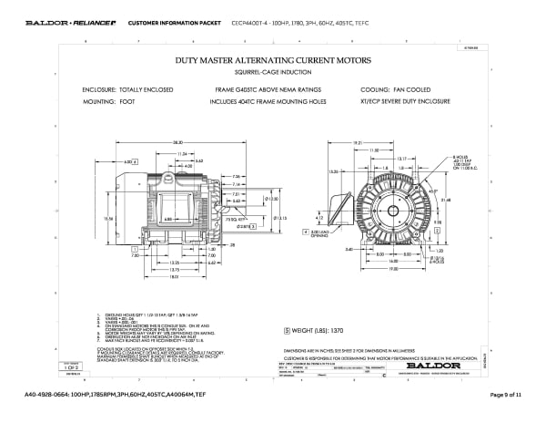 Baldor 100 HP, 1780, 3 Phase, 60 Hz, 405TC, TEFC - CECP4400T-4 - Image 12