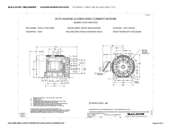 Baldor 100 HP, 1780, 3 Phase, 60 Hz, 405TC, TEFC - CECP4400T-4 - Image 13