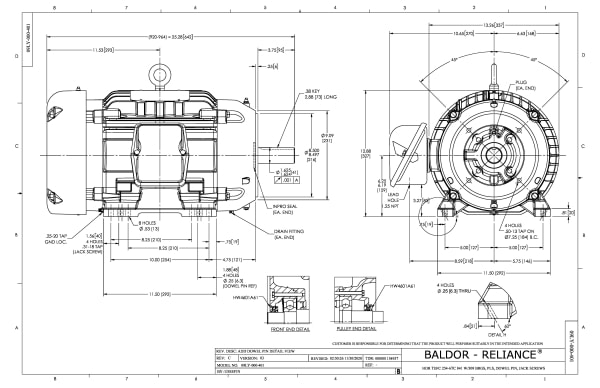 Baldor 20 HP, 1760 RPM, 3 Phase, 60 Hz, 256TC, TEFC, F1 - CECP82334T-5 (575 VAC Only) - Image 2