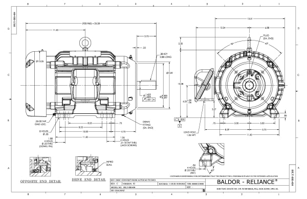 Baldor 15 HP, 3520 RPM, 3 Phase, 60 Hz, 254TC, TEFC, F1 - CECP82394T-4 - Image 2