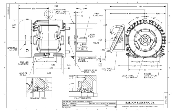 Baldor 1 HP, 1160 RPM, 3 Phase, 60 Hz, 145TC, 0526M, TEFC, F1 - CECP83582T-4 - Image 2
