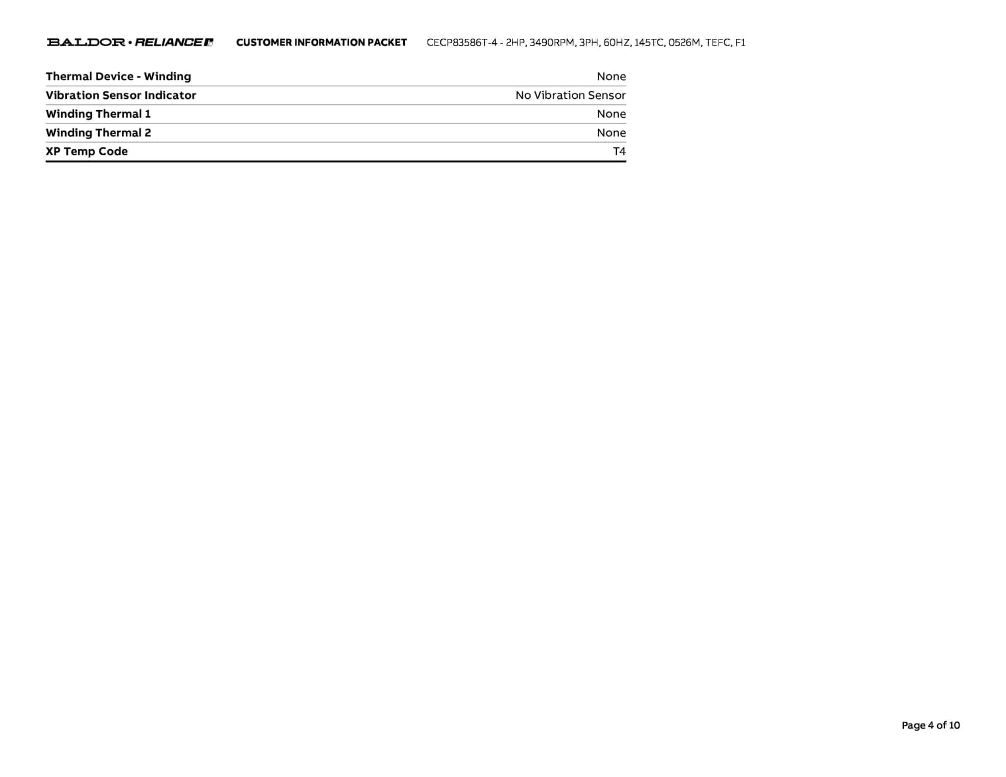 Baldor 2 HP, 3490 RPM, 3 Phase, 60 Hz, 145TC, 0526M, TEFC, F1 - CECP83586T-4 - Image 7