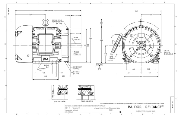 Baldor 2 HP, 1165 RPM, 3 Phase, 60 Hz, 182TC, 0642M, TEFC, F1 - CECP83664T-4 - Image 2