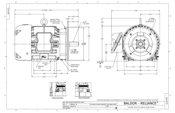 Baldor 5 HP, 1750 RPM, 3 Phase, 60 Hz, 184TC, 0641M, TEFC, F1 - CECP83665T-4 - Image 2