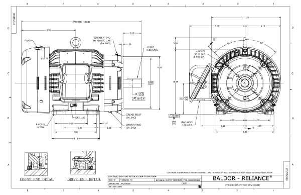Baldor 10 HP, 1760 RPM, 3 Phase, 60 Hz, 215TC, 0748M, TEFC, F - CECP83774T-4 - Image 2