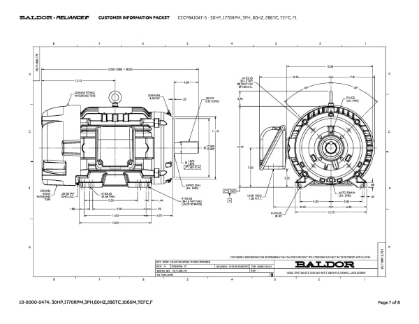 Baldor 30 HP, 1770 RPM, 3 Phase, 60 Hz, 286TC, TEFC, F1 - CECP84104T-5 (575 VAC Only) - Image 10