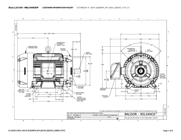 Baldor 50 HP, 3530 RPM, 3 Phase, 60 Hz, 326TSC, TEFC, F1 - CECP84114T-4 - Image 10