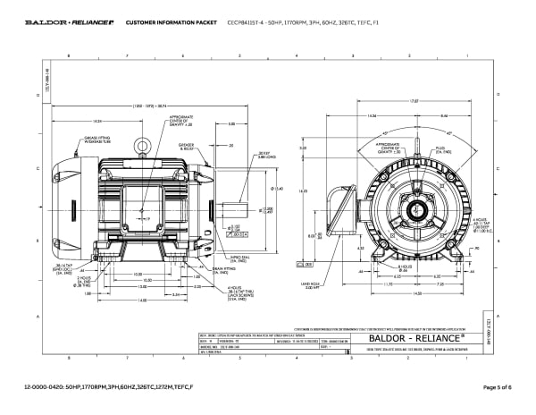 Baldor 50 HP, 1770 RPM, 3 Phase, 60 Hz, 326TC, TEFC, F1 - CECP84115T-4 - Image 8